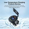 12V-24V Dashboard USB Outlet with Double Type-C and Double USB-A Ports, Built-In Power Readout, Round Panel Socket for Car Boat Motorcycle Consoles