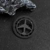 Classic Airplane Lapel Pin Round Hollow Badge Metal Clip Roman Numerals Brooch  Suit Lapel
