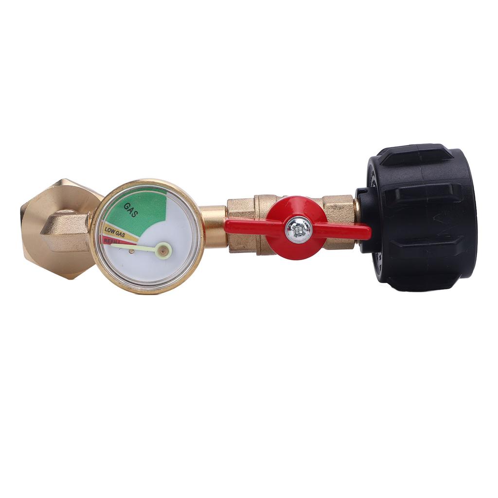 Tank Refill Elbow Adapter with Gauge Metal High Temperature Proof Real Time Pressure Monitoring for BBQ Gas Grill