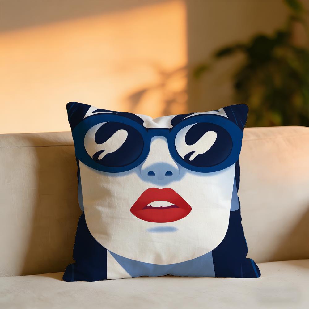 Pop Style Modern Girlcreativity Fashion Cushion Cover Cozy Velvet Throw PillowSoft Warm Cushion For Sofa Bed