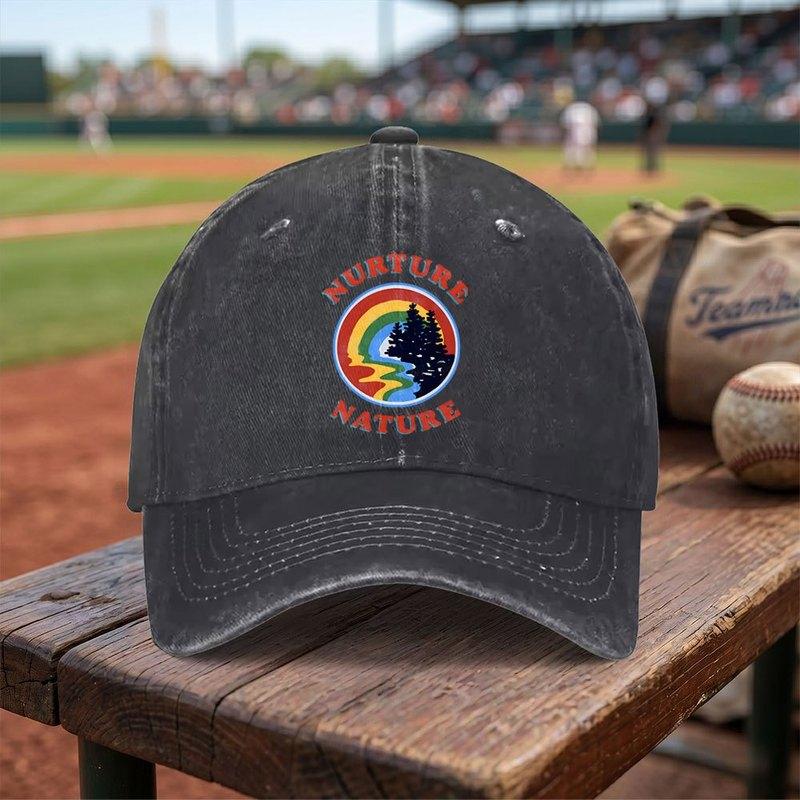 Nurture Nature Washed Baseball Cap With Adjustable Buckle Lightweight Breathable Unisex Cap For Daily Use Travel Gift