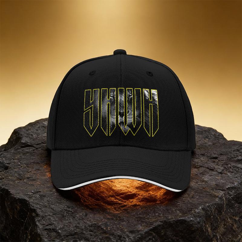 Lion Black and White Head Portrait Hat, Unisex Printed Baseball Cap Sandwich Brim Sports Cap, Suitable for Daily Commuti