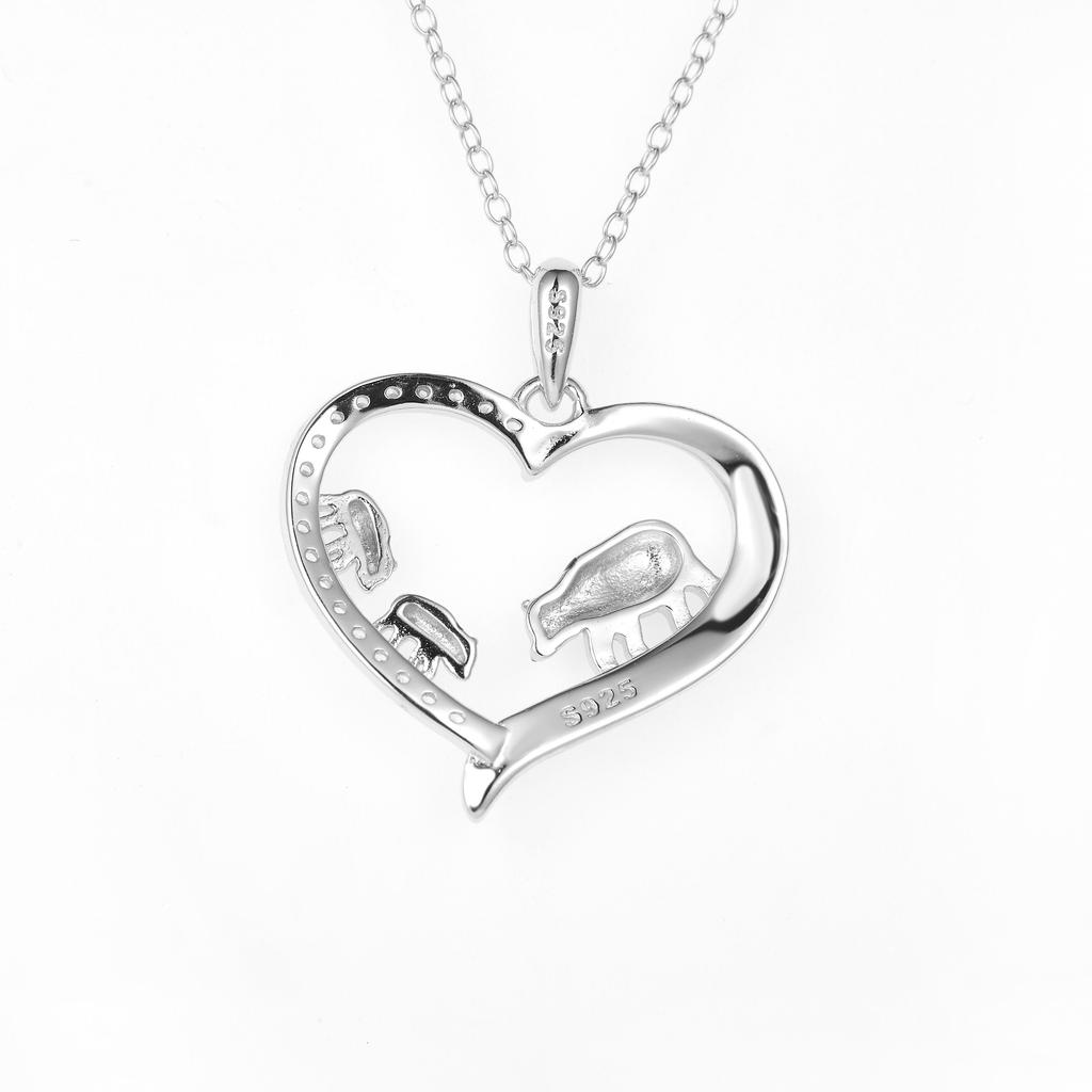 Мама-панда с ребенком, кулон-сердце с настоящим цирконом из стерлингового серебра, подарок на День матери