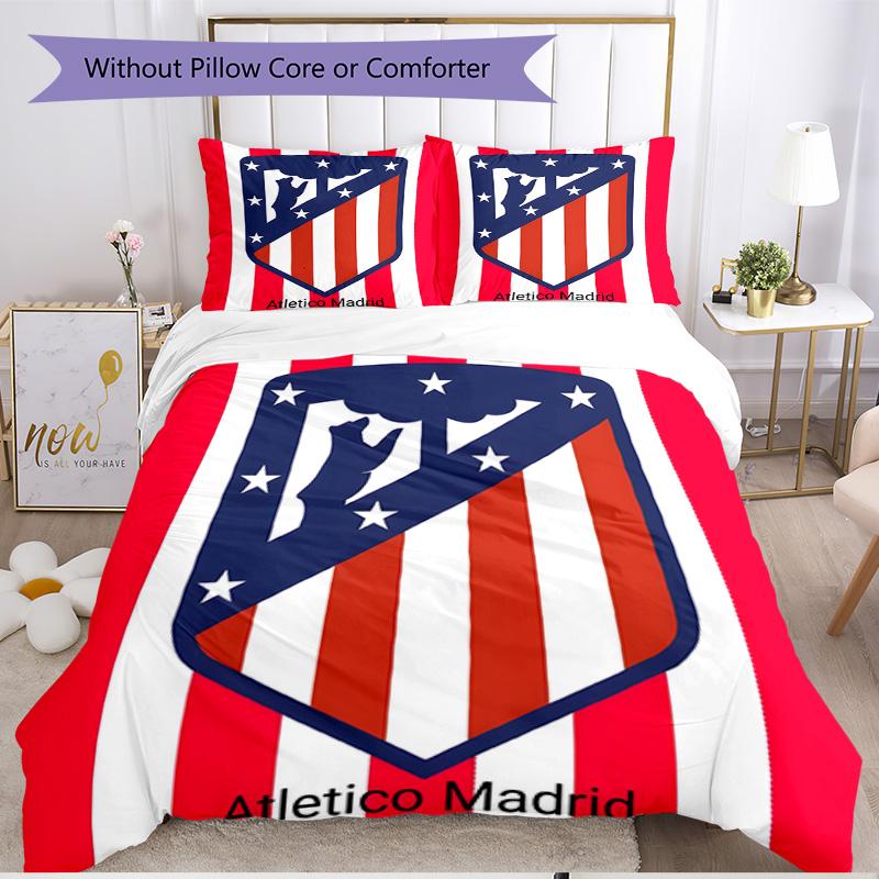 3pcs Duvet Cover Set (1*Duvet Cover + 2*Pillowcase, Without Core), football club Print Soft All‑Season Bedding Set, Home Bedroom Decor Gift