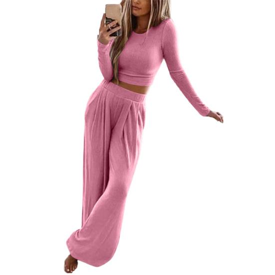 Популярная свободная удобная весенне-осенняя сексуальная домашняя одежда с круглым вырезом для повседневной носки, женская пижама