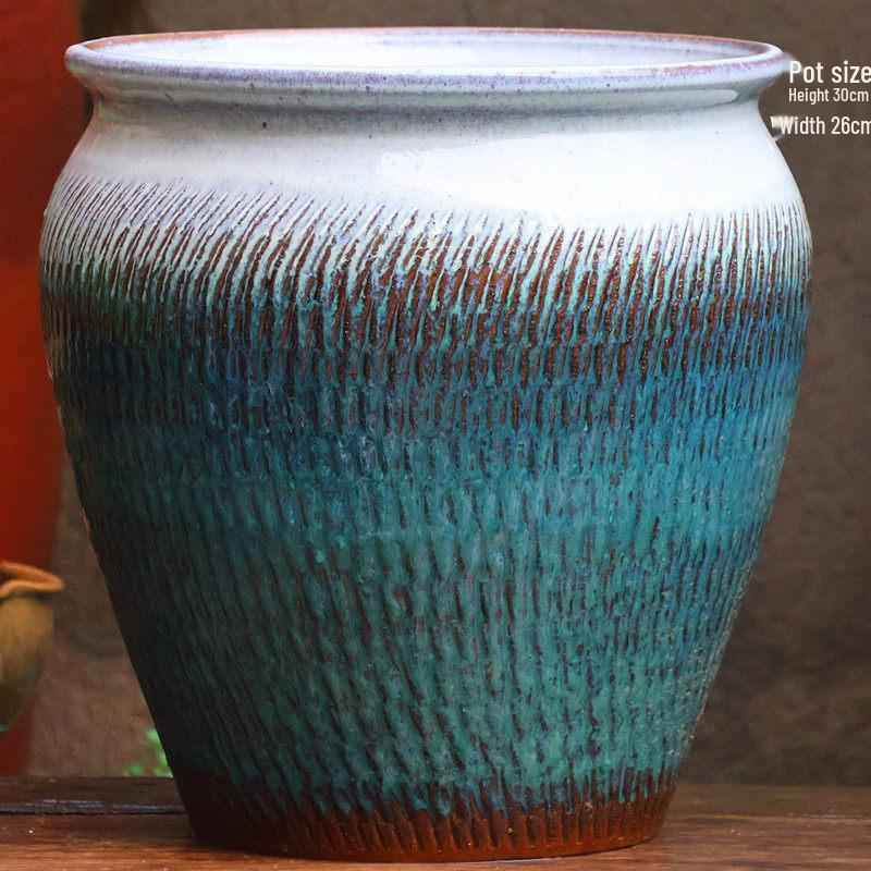 Yixing Handmade Retro Purple Clay Succulent Pot - Breathable Large Ceramic Jar for Green Plants