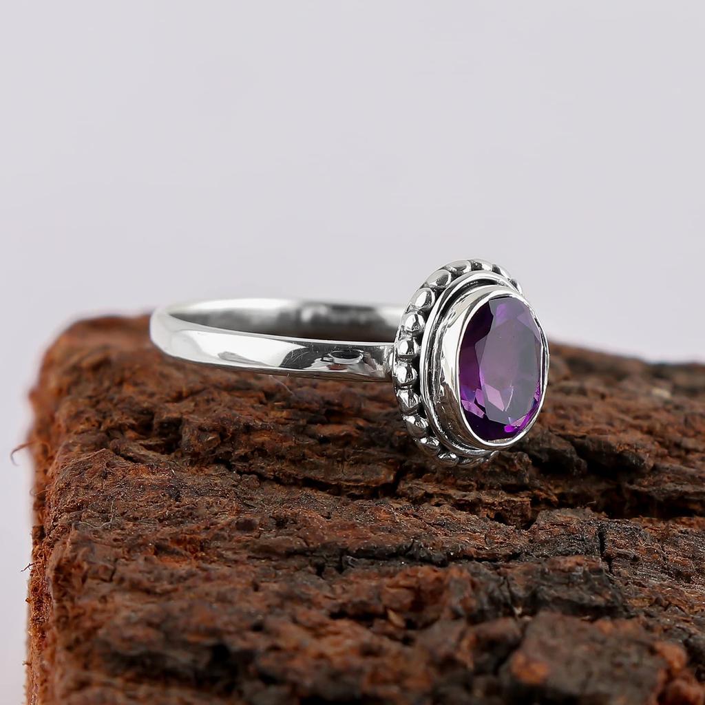 Кольцо из серебра 925 пробы с аметистом, женское кольцо, кольцо ручной работы, богемное кольцо, подарок для нее