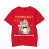 Technically Alcohol Is A Solution Graphic Tshirt Funny Cat Drinking Beer Tshirt Fashion Harajuku T-shirt Women Men Tops