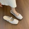 2025 Summer New French Niche Bag Head Low Heel Half Slippers Women's Outer Wear with Skirt Gentle Single Shoes Mary Jane