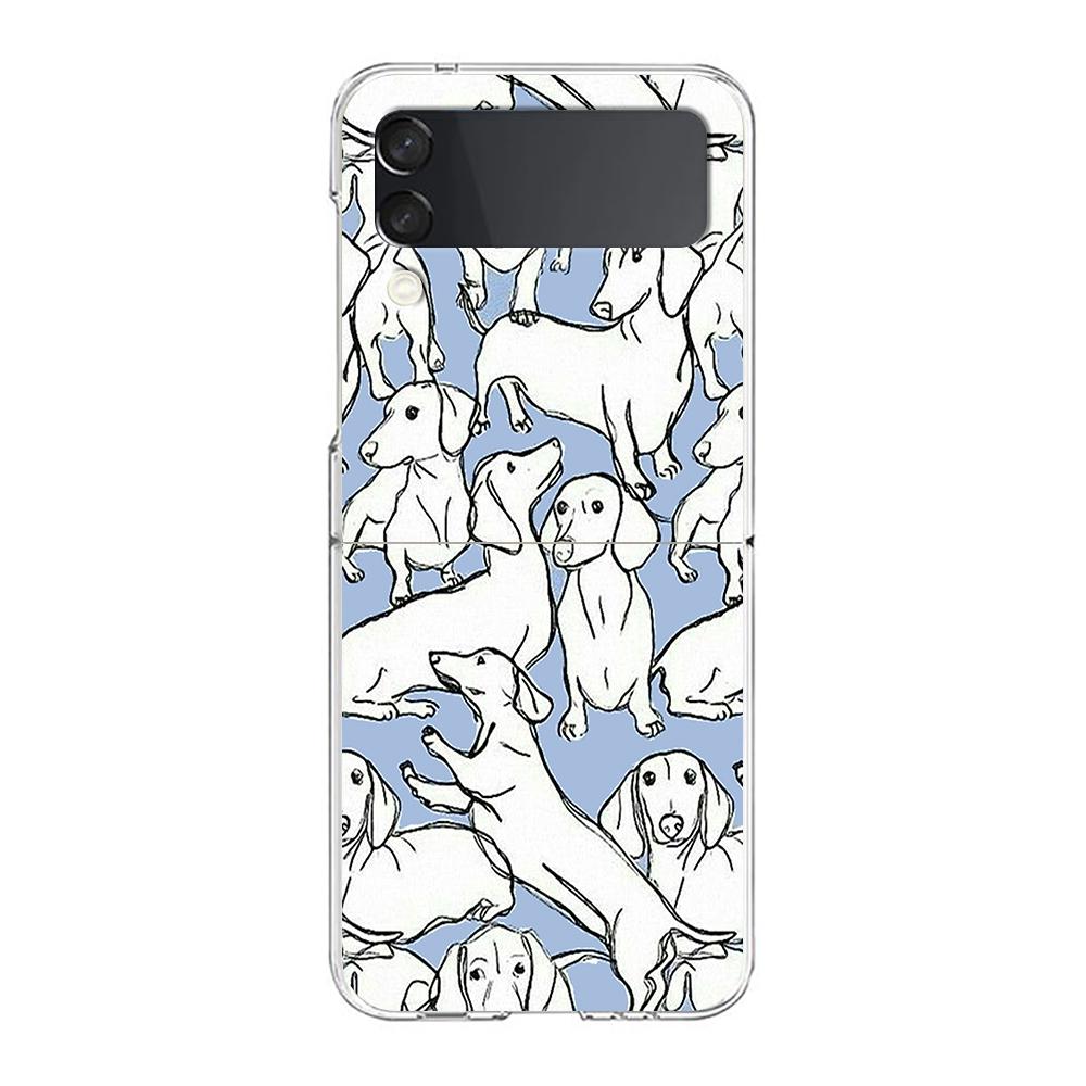 Чехол для телефона Такса Собака-сосиска Для Samsung Galaxy Z Flip 3 4 5 6 fold Жесткий чехол Для Galaxy Z Flip 3 5 6 Прозрачный чехол
