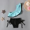 Girls Solid Off Shoulder Ruffle Two Piece Swimsuit Kids Fashion Bikini Set
