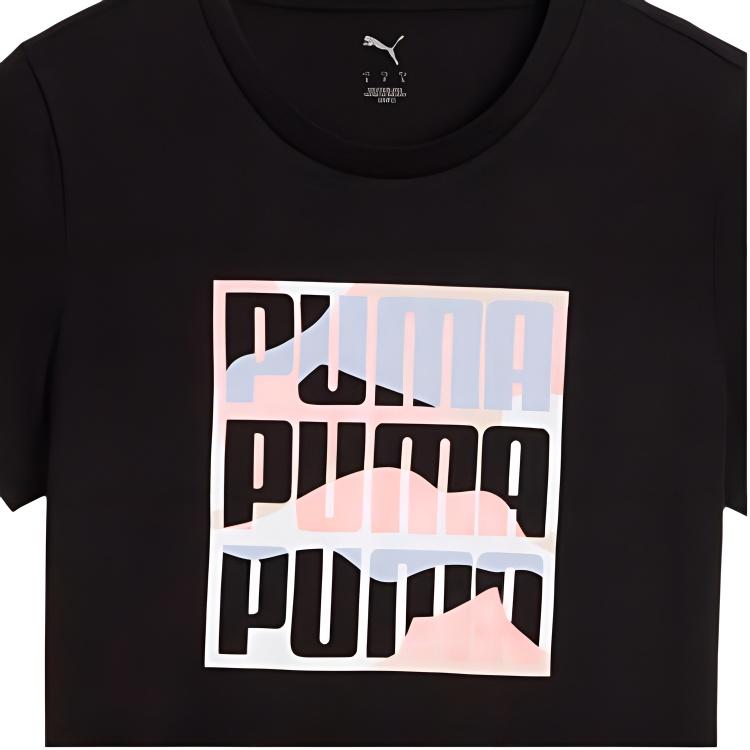 Puma Fashion Sports Casual Short Sleeve Regular T-Shirt Women Tops Black 687716-01