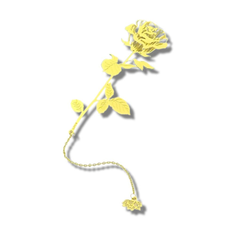 1 Set Golden Golden Rose Bookmarks With Gift Box Metal Bookmark Valentine's Day Gift   Student