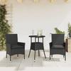 VidaXL Garden Dining Set and Cushions 3 Pcs Black Rattan Glass, Outdoor Dining Set, Furniture of 3278617