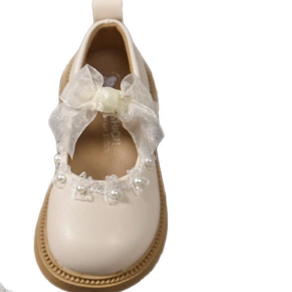 Туфли Мэри Джейн из белой кожи для девочек - Мягкая подошва, Круглый носок, Осенний стиль