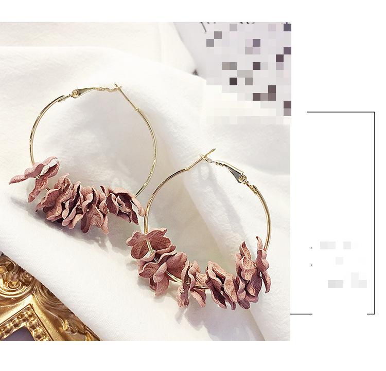 Korean Version Of The Popular Personality Temperament Jewelry Wild Net Red Cloth Flower Long Earrings Statement Earrings