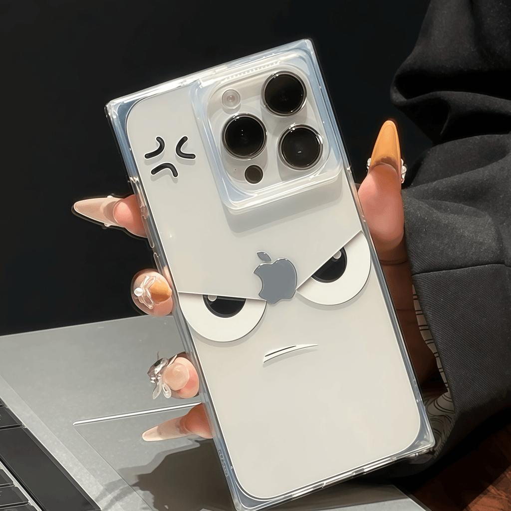 Квадратное свирепое выражение лица подходит для iPhone17Pro Apple 16 квадратный чехол для мобильного телефона 14 прозрачный 15 милый 12/13