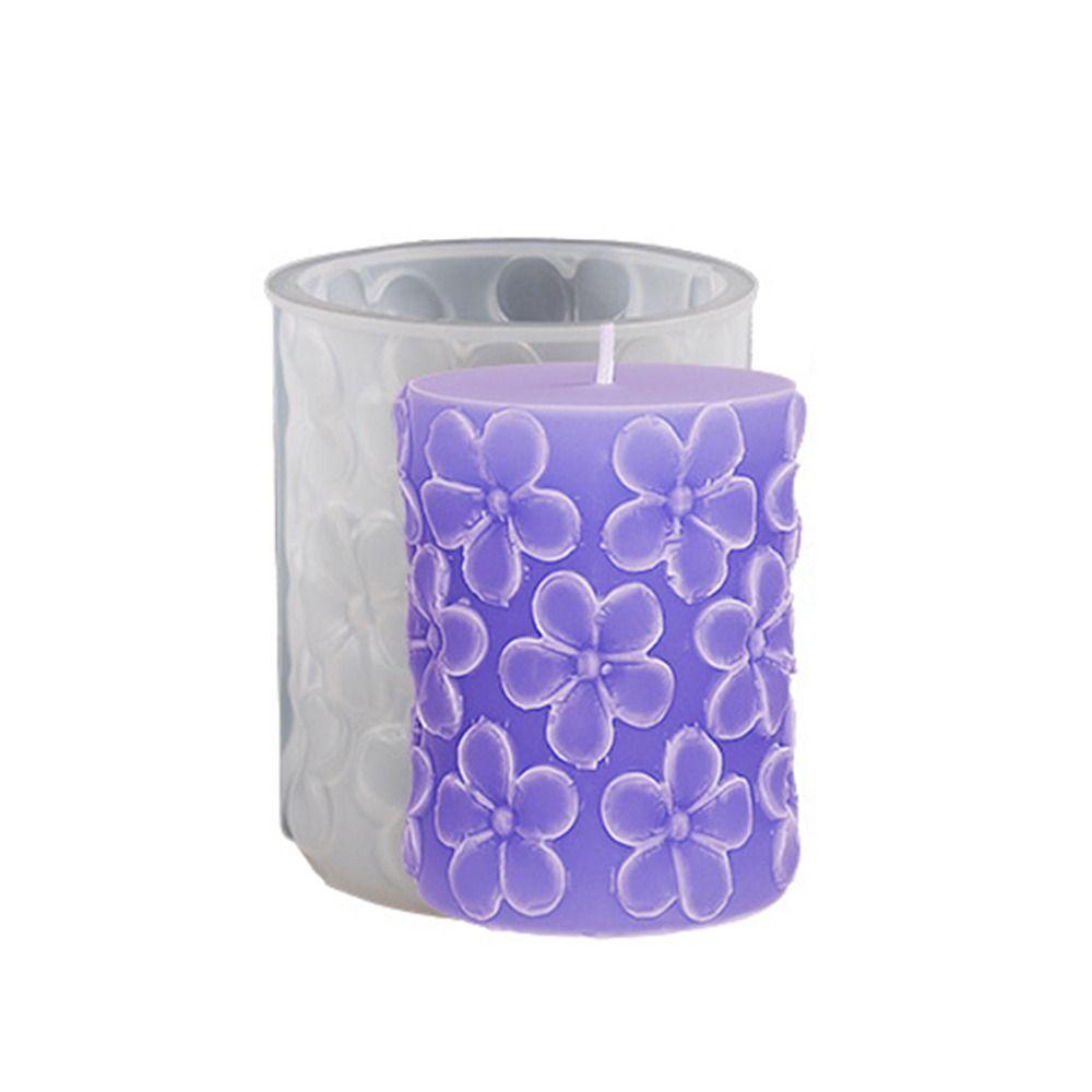 Epoxy Resin 3D Cylinder Candle Mold Relief Flower Soap Mold Art Wax Cake Resin Mold Handmade