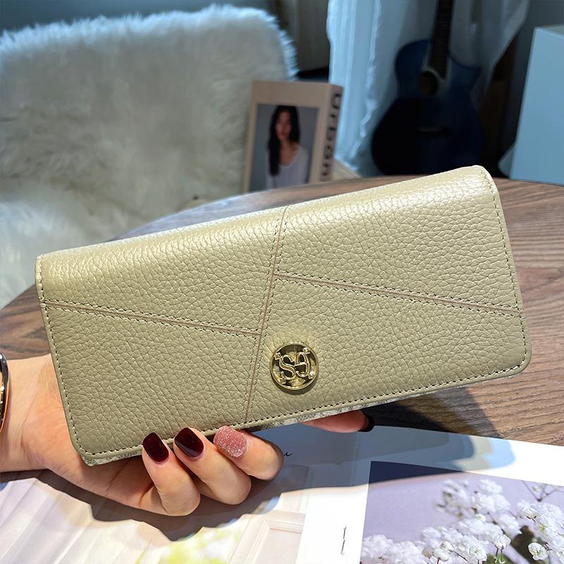 2025 настоящие кожаные женские кошельки превосходный длинный кошелек из коровьей кожи модный клатч в стиле пэчворк кошелек с буквенным принтом женский бумажник