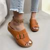 Fashion 2025 Summer Plus Size Women's Open Toe Slippers Outdoor Casual Round Toe Buckle Wedges Sandals for Comfortable Daily Slippers