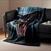 Samurai battling giant serpent fantasy scene Flannel blanket for bedroom, living room, sofa, and nap sofas