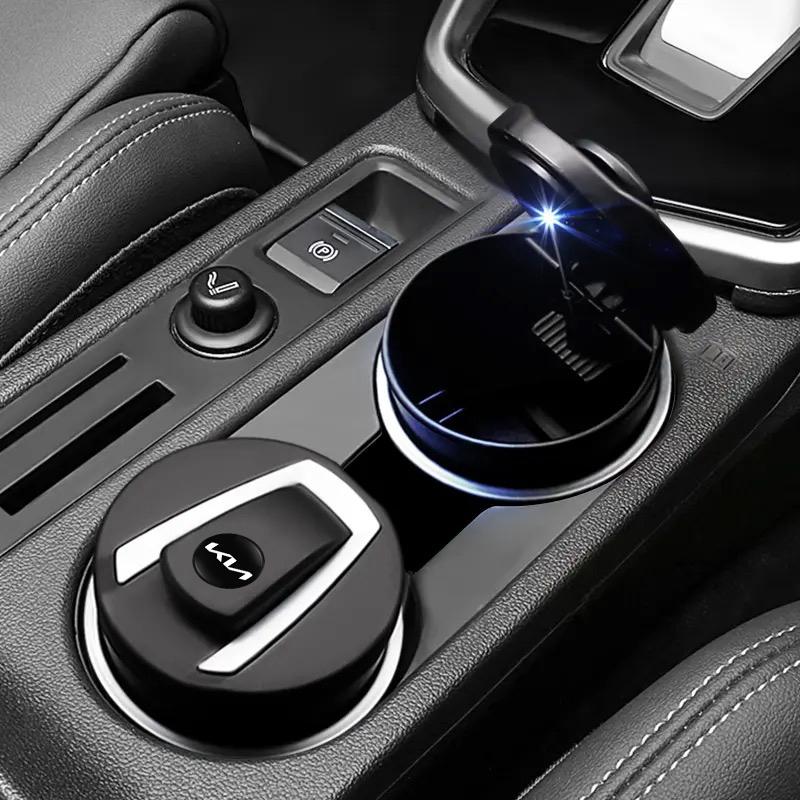 Car LED Ashtray Garbage Coin Storage Cup Interior Accessories For KIA Soul Cadenza K5 K9 Proceed Niro Sportage EV3 Carnival WS5