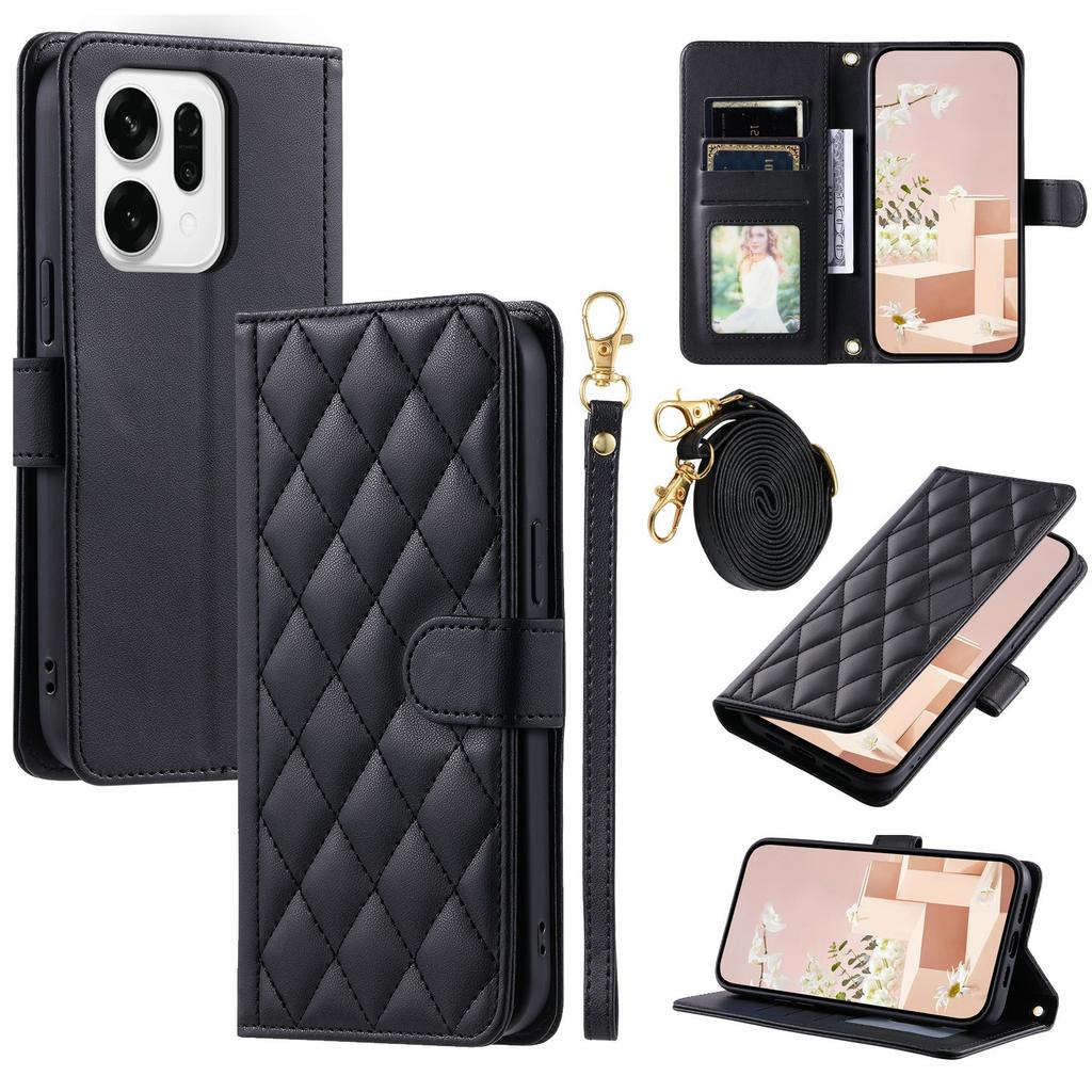 For Oppo Reno14 Pro 5G (Global) Case Wallet Rhombus Grid PU Leather Phone Cover
