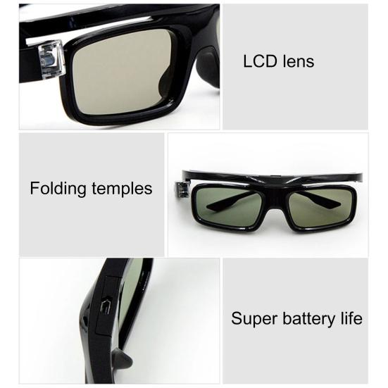 3D-очки GL1800 Легкие Изображение высокой четкости ПК Черные Активные затворные 3D-очки для 3D-проекторов/телевизоров DLP LINK