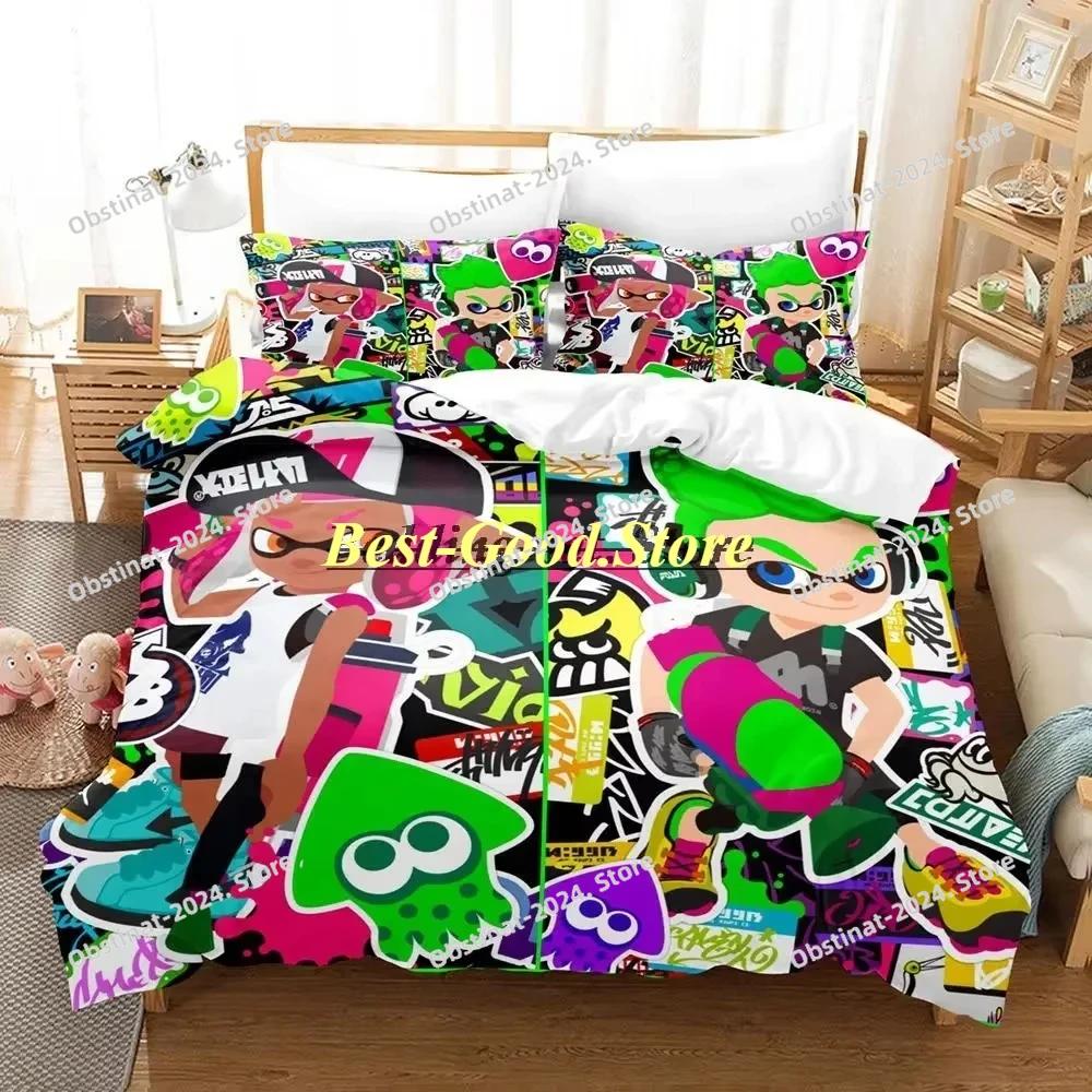 Splatoon 3 Inkling Squid Комплект постельного белья Single Twin Full Queen King Size Комплект постельного белья Aldult Kid Bedroom Комплект пододеяльников Комплект постельного белья