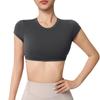Wangtu Women's Short Sleeve Yoga Crop Top with Chest Pad for Exercise and Fitness