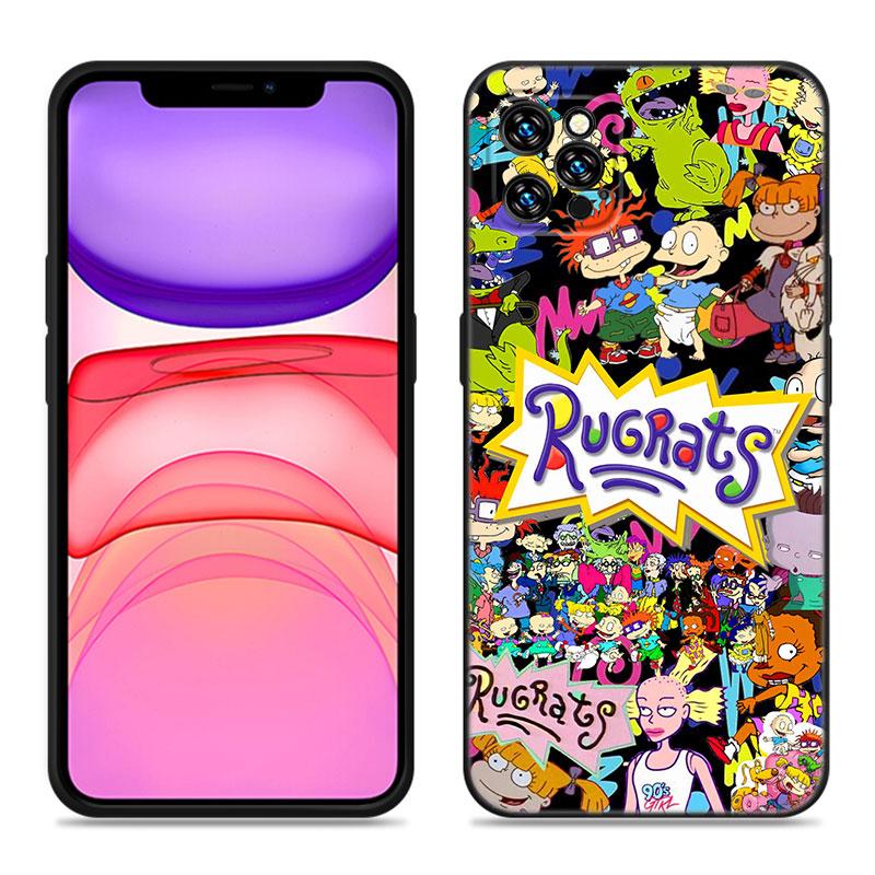 Чехол для телефона с изображением героев мультфильмов R-Rugrats для Apple iPhone 12 13 Mini 11 14 15 Pro Max 7 8 Plus X XR XS SE 2020 2022, черный силиконовый чехол