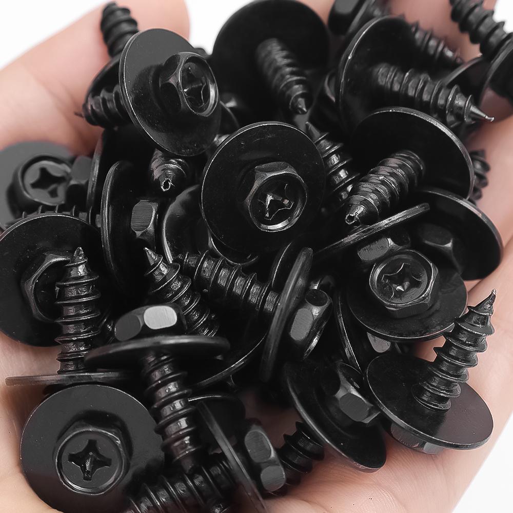 M6*18 Black Carbon Steel Self Tapping Screw Fender Bumper Splash Guard Engine Cover Fastener Clips Retainers Auto Body Parts Kit