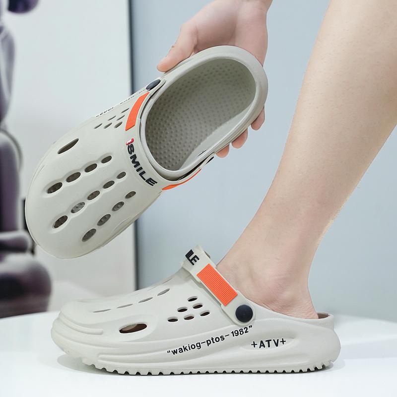 Модные летние мужские шлепанцы Модные шлепанцы на толстой подошве с отверстиями EVA Шлепанцы Противоскользящие уличные водные туфли Пляжные женские садовые клоги