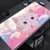 Игровой коврик для мыши с милым рисунком кошки, нескользящая резиновая основа, края с точной прострочкой, большой прямоугольный коврик для стола для офиса