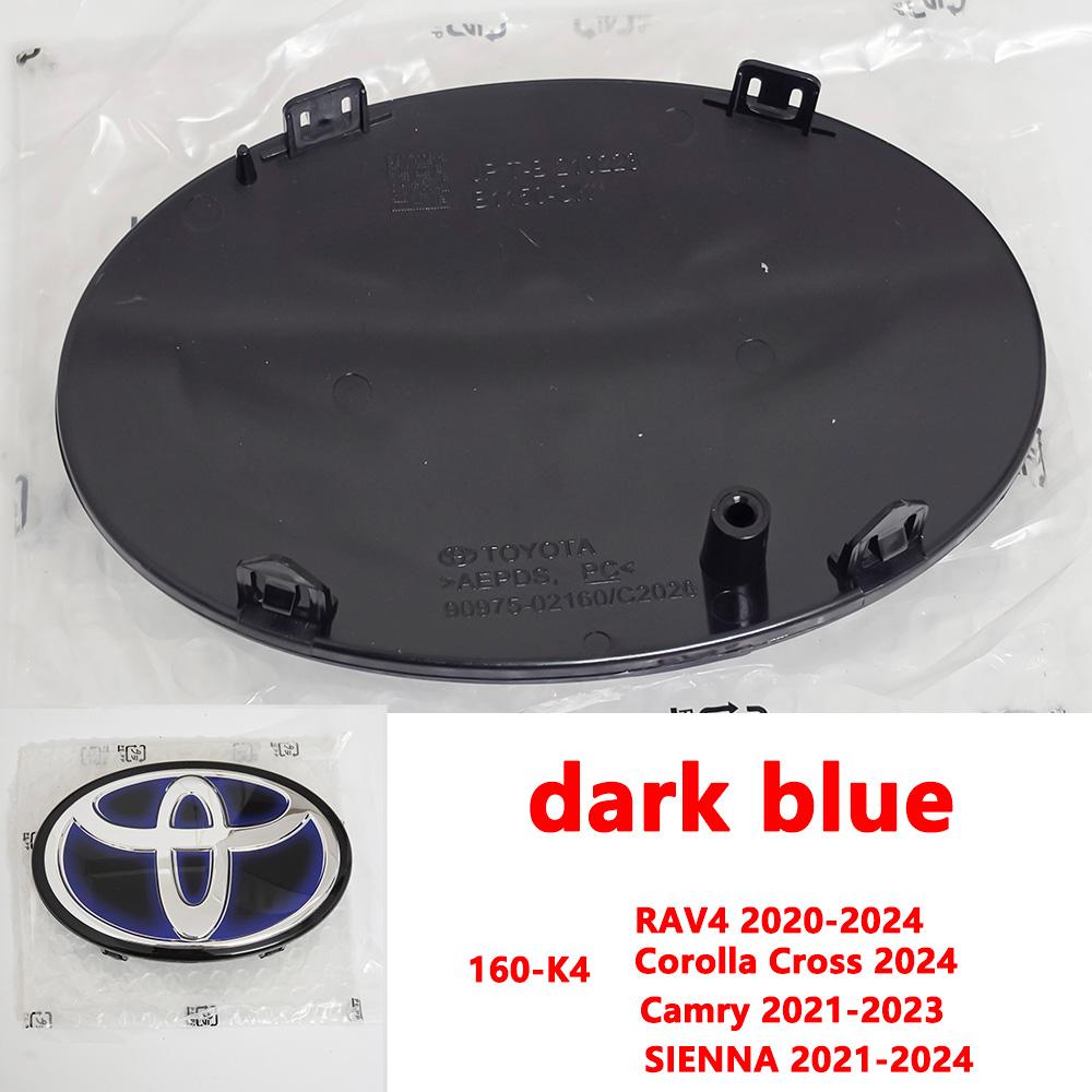 VJN4  For Toyota RAV4 Corolla Camry Land Cruiser Sienna C-HR AVALON Front Grille Hood Badge Replacement Dark Blue Hybrid Logo