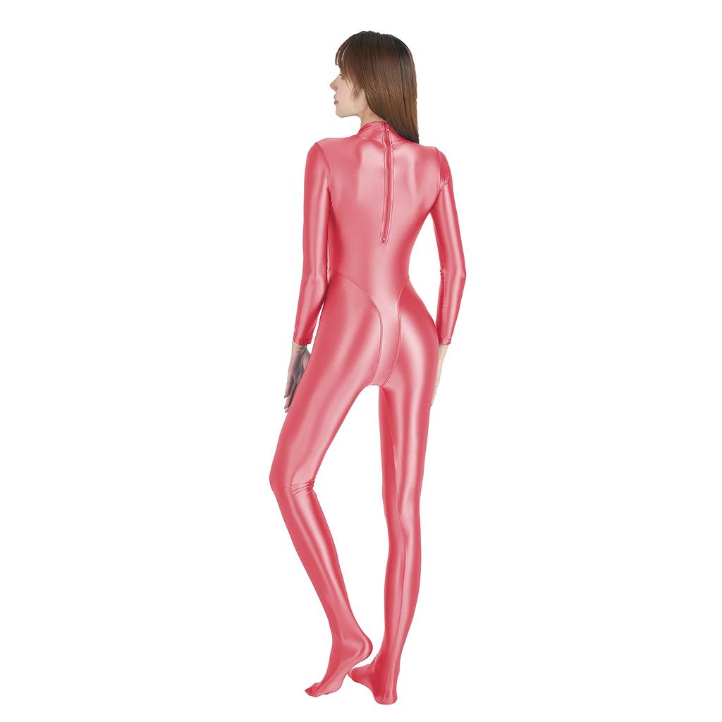 Diving Suit Skin Contact Competition Hot Springs Are Also Available Are Nylon Swimsuits with Legs [AMORESY] Shiny, Full-body Slimming. (rose, XXXL)
