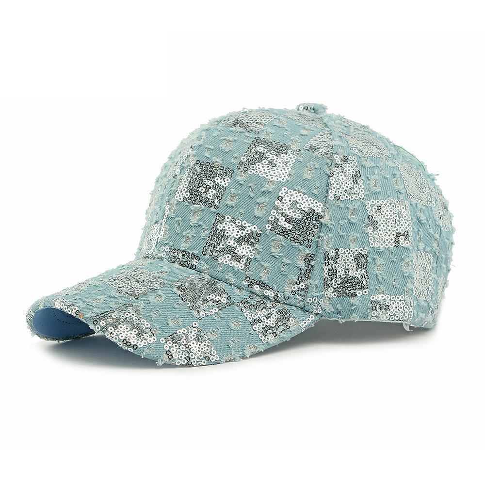 Женская бейсболка с пайетками, мужская джинсовая кепка, уличная защита от солнца, шляпа от солнца