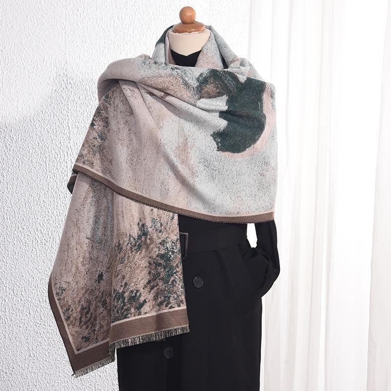 Elegant Umbrella Pattern Imitation Cashmere Scarf for Women - High-End Style and Warmth