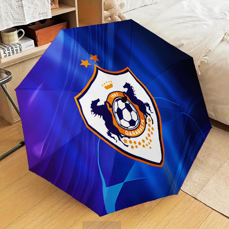 Soccer Team Qarabag Design Automatic Folding Umbrella - 8-Rib Travel Umbrella with Auto Open/Close & Portable Gifts for holidays or birthdays