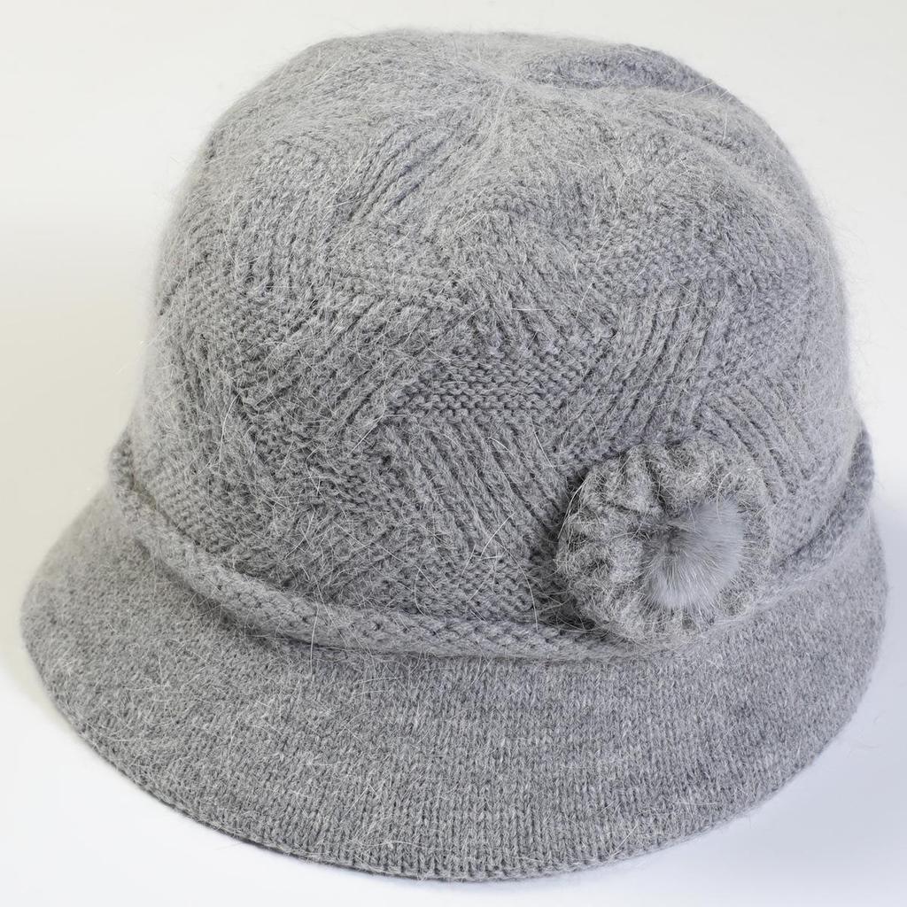 Женская осенне-зимняя шерстяная шляпа с цветком для мамы и кролика, плюшевая утолщенная теплая шапка