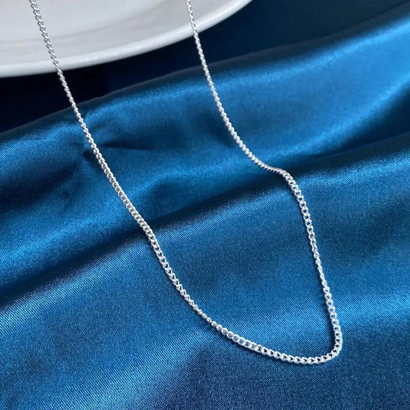 925 Silver 2MM 40-75cm Side Chain Necklace Men Women Charm Wedding Party Gift Jewelry Accessories