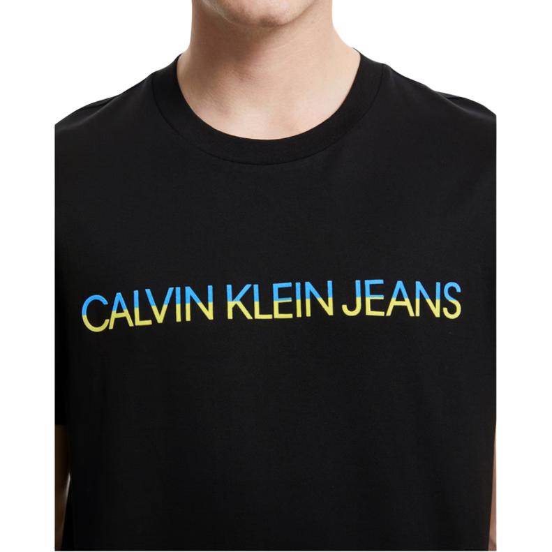 Calvin Klein Футболка с круглым вырезом и логотипом из двухцветного велюра с градиентом, мужская, черная J318511-BEH
