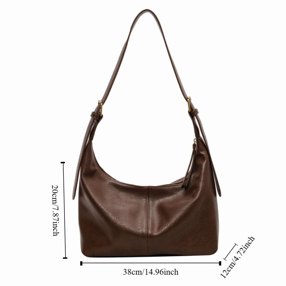 Korean Style Large Capacity Handbag Solid Color Underarm Packs Retro PU Tote Bag  Office Worker