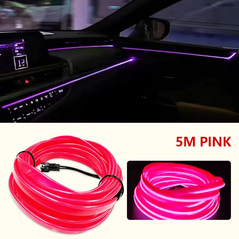 5M Car Interior Led Decorative Lamp EL Wiring Neon Strip Cold Light Wire For Auto DIY Flexible Ambient Light USB Atmosphere Lamp