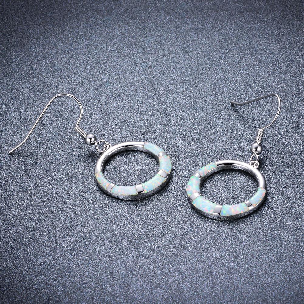 Five Rectangular White Smooth Circle Earrings