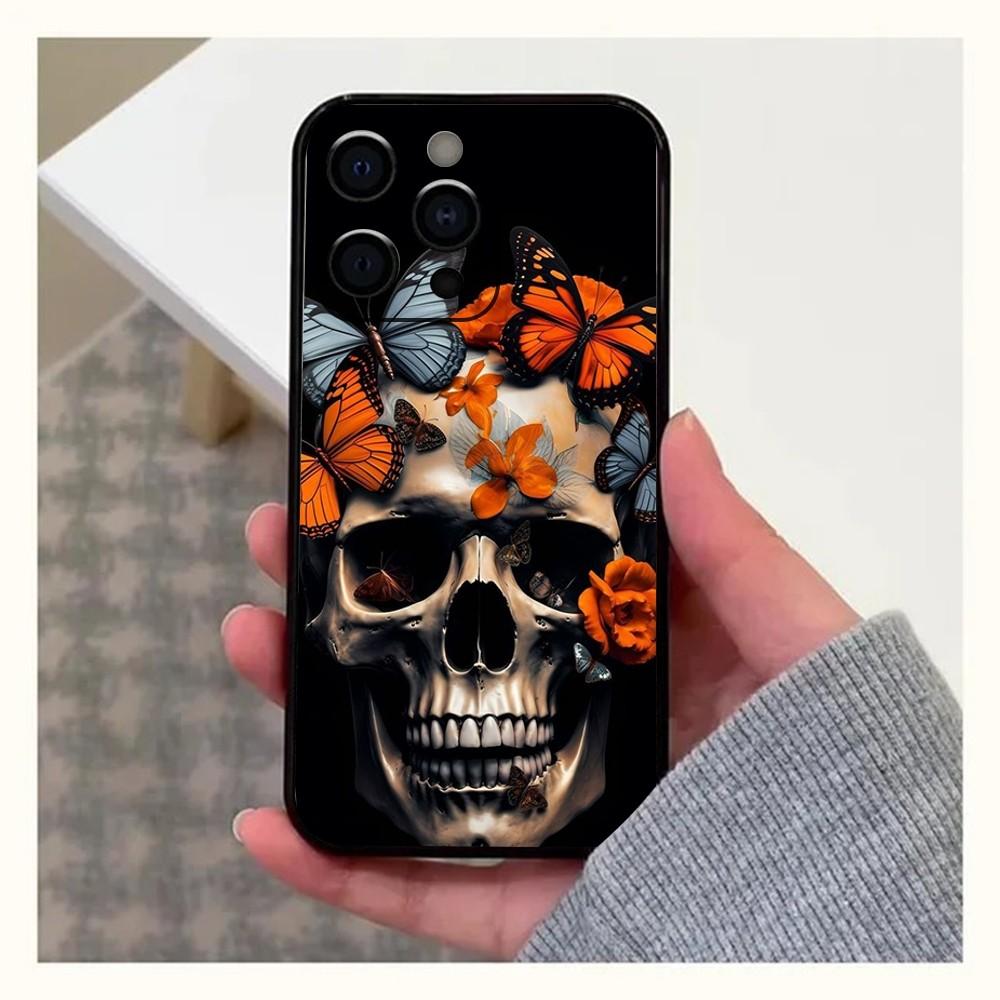 Чехол для телефона с мексиканским черепом Катрины для Apple iPhone 15,14,13,12,11,Pro,X,XS,Max,XR,Plus,Mini Мягкий черный чехол