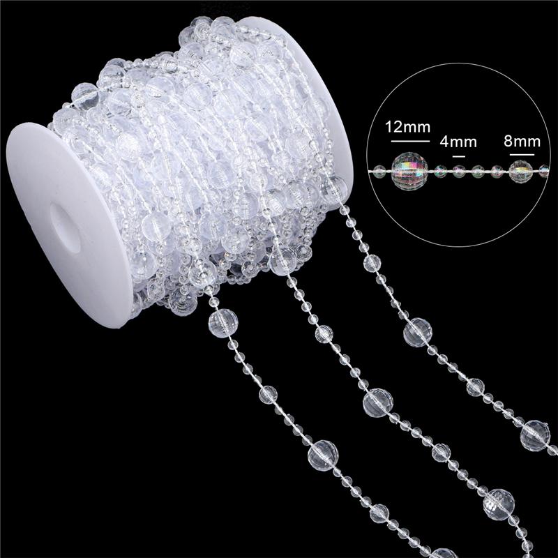 17-60Meter Imitation Pearl Acrylic Beaded Chain Trim Garland Strand for Door Curtain Wedding Decoration DIY Embellished Accessories