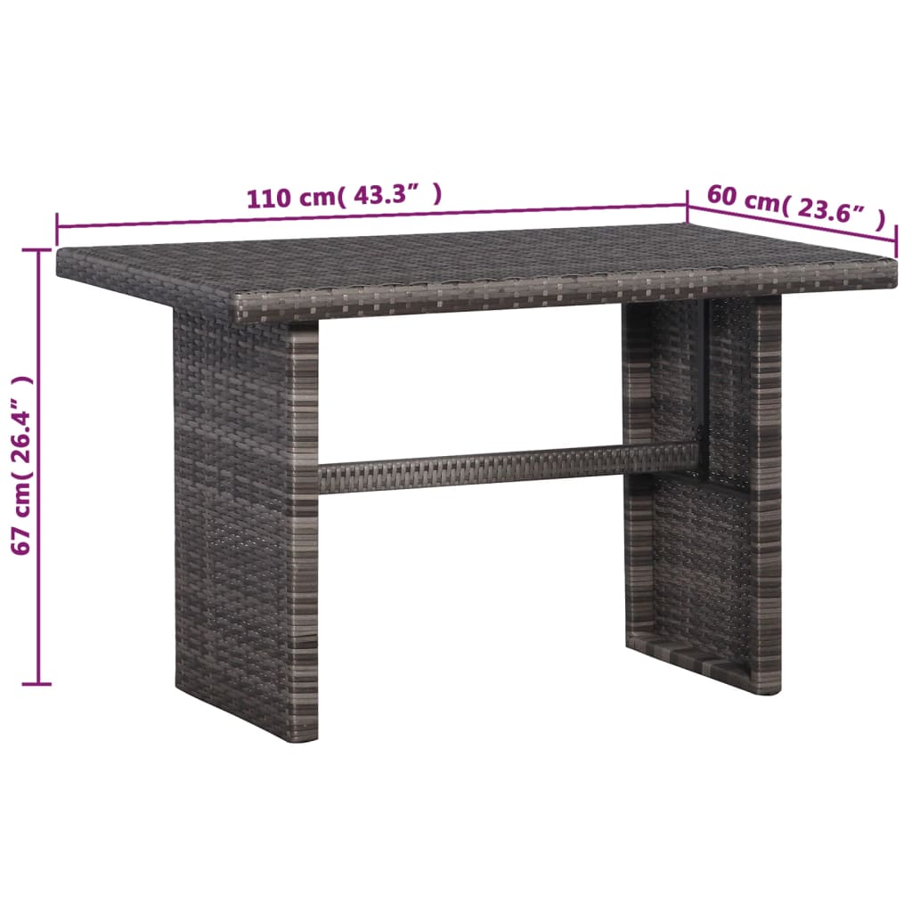 3 Piece Bistro Set with Cushions Poly Rattan Grey