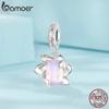 Bamoer 925 пробы серебро ослепительный циркон розовый цветок подвески божья коровка бусины для женщин браслет и ожерелье DIY ювелирные изделия