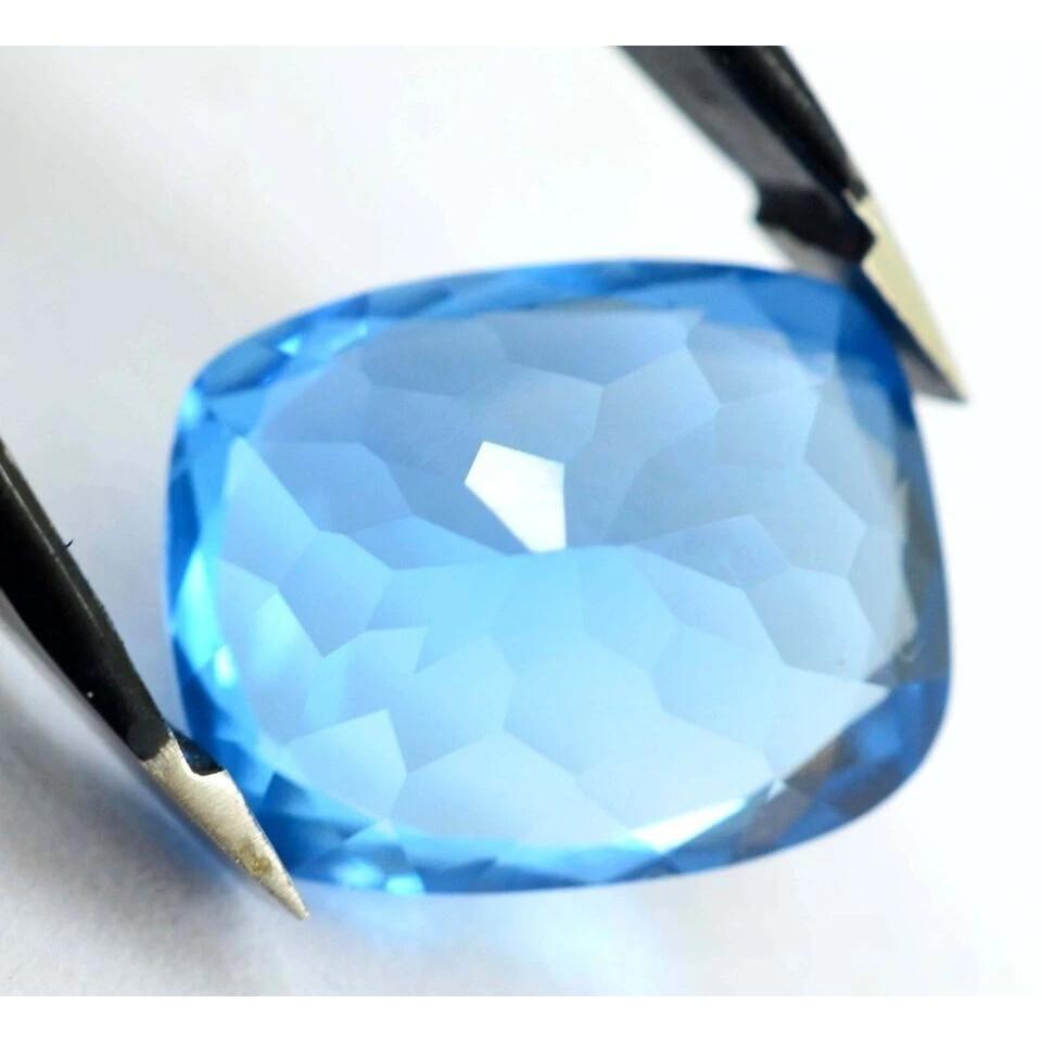 11 Ct+ Natural Santa Maria Blue Aquamarine Cushion Cut Loose Gemstone